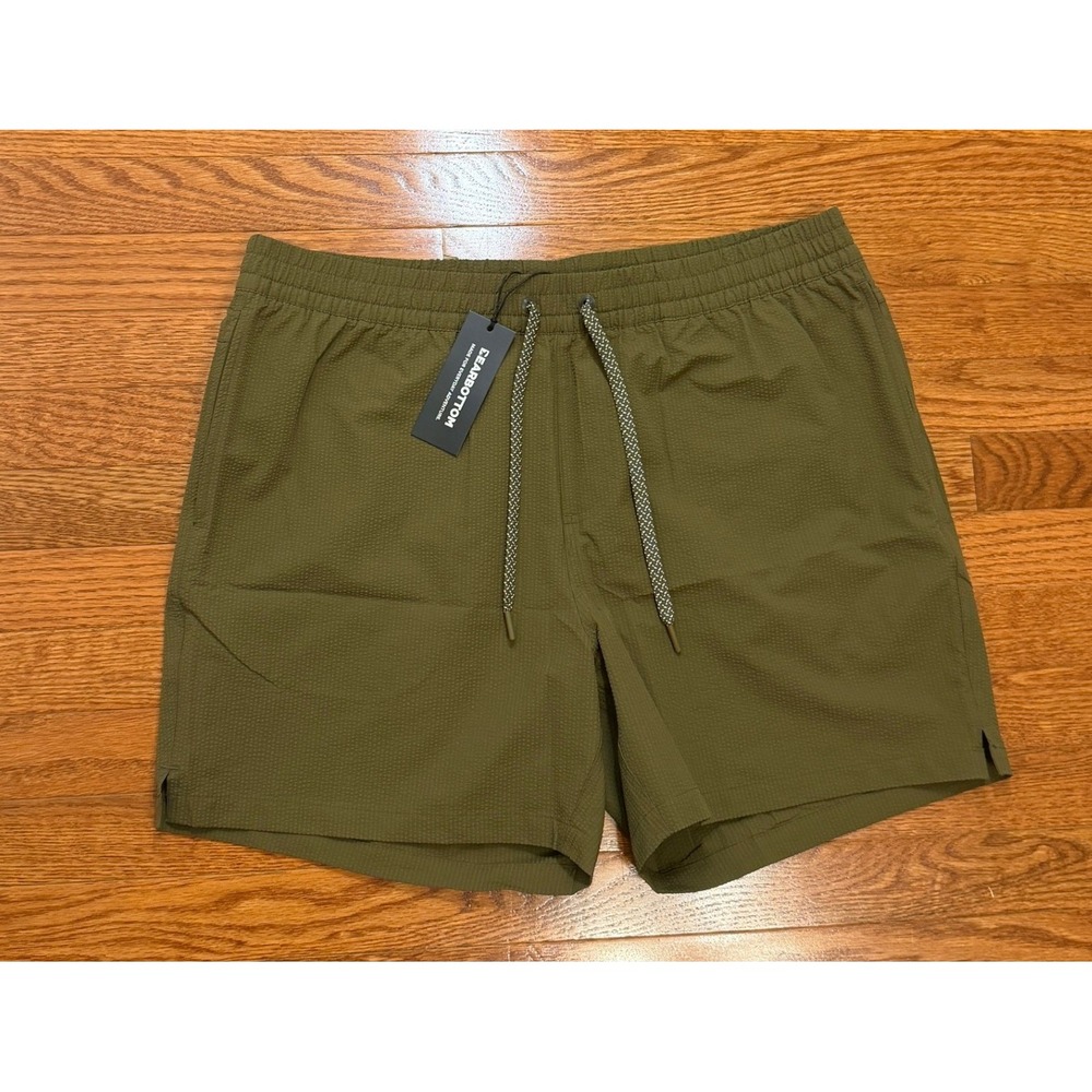 New Bearbottom Seersucker Trunk Shorts Mens XL 5.5" Athletic Green Swim Beach